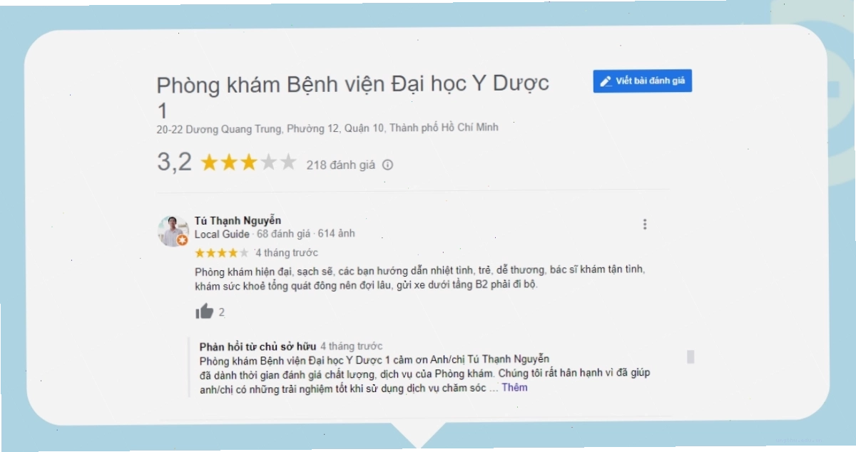 Một số đánh giá về Phòng khám Đại học y dược 1
