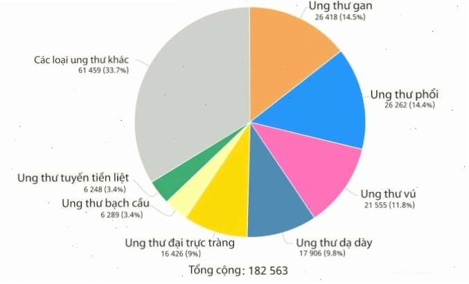 Tỷ lệ các loại ung thư mắc mới tại Việt Nam theo số liệu cập nhật 2020
